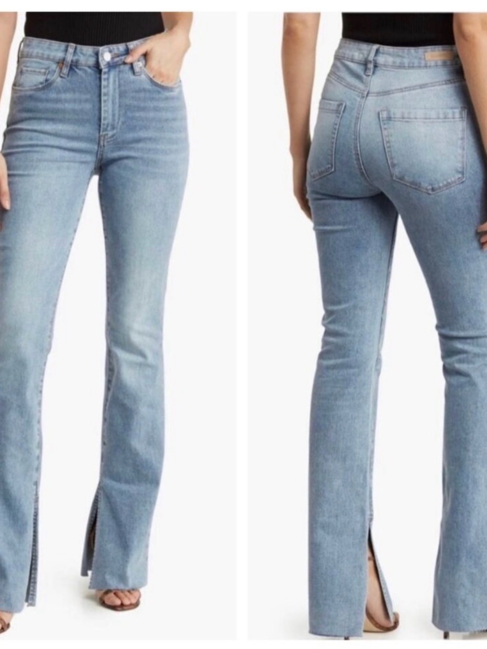 Blank NYC Light Blue High-Rise Split-Hem Flare Jeans